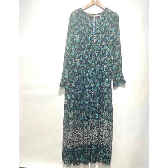 Free people Womens See it through Maxi dress Long sleeve Multicolor size M - Picture 6 of 11